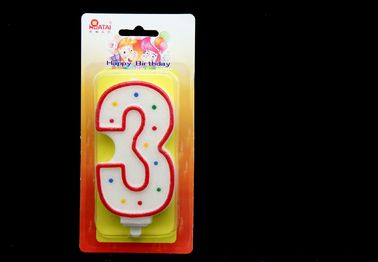 !BIG! Number Candle Handmade Birthday Candles  with Red Edge and 3 Colors Dots