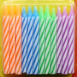 Mix Color Spiral Pattern Birthday Cake Candles With Food Grade Paraffin Wax Material
