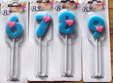 Child 0 to 9 Number Sparkler Candles With Little Pink Heart