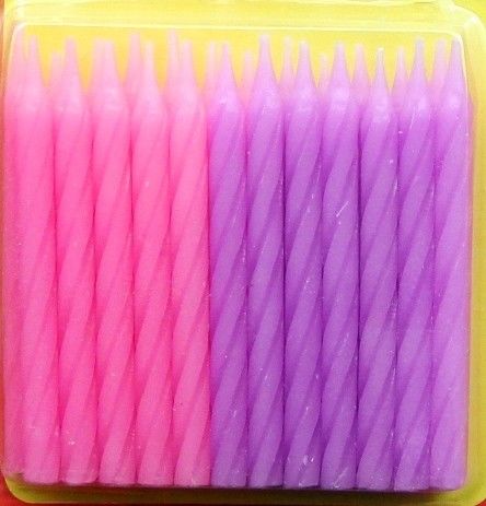 Pink And Purple Color Spiral Cake Candles For Grils Birthday Party Decorative