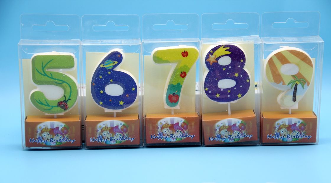 Lovely 0-9 Number Birthday Candles Set With Glitter Decoration Smokeless