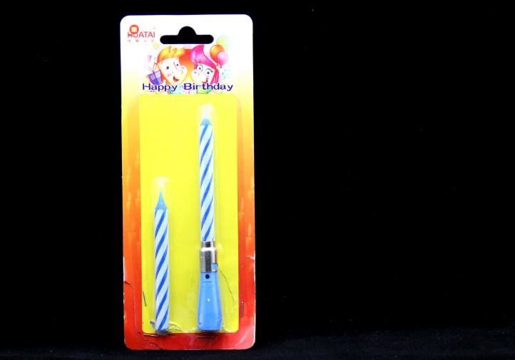 2 Pcs Blue Color Spiral Musical Birthday Candle , Happy Birthday Singing Candles